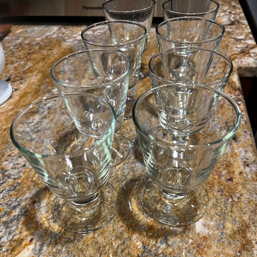 8 count pedestal vintage glasses